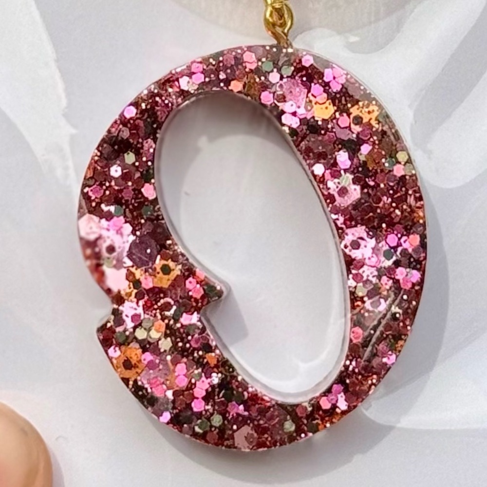 Rose Gold Glitter “O” Keychain